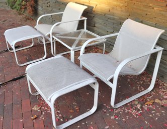 Brown Jordan Outdoor Aluminum Chairs With Footrest