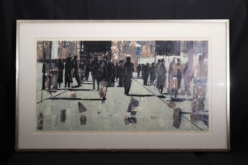 Listed Artist Jack Perlmutter, Lithograph/ Print, Promenade In Silver Leafed Frame.