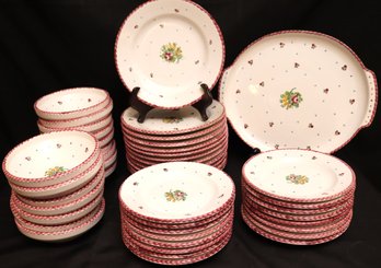 Large Set Of Vintage Gmunder Austria Biedermeier Hand Painted Dishes With 2 Large Plates, And Much More!