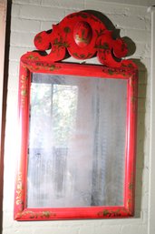 Vintage Antiqued Hand Painted Chinese Wall Mirror