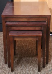 Contemporary Mahogany Nesting Tables With X Detailing On The Sides