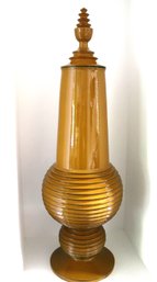 Large Bronze Toned Modern Glazed Ceramic Urn With Lid