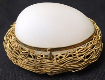 19th Century Style French Gilded Opaline Egg Shaped Perfume Cask/trinket Box