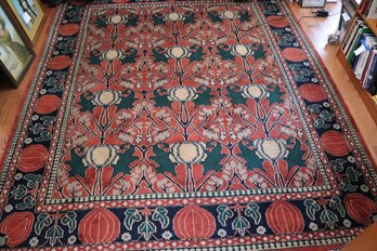 Arts & Crafts Inspired Hand Loomed Wool Area Rug / Carpet