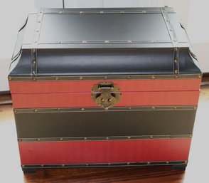 Stylish Vinyl Wrapped Trunk Decor With Ornate Metal Detailing