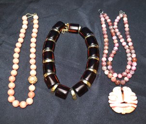 3 Pretty Stone And Costume Necklaces Includes Napier Choker