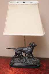 Vintage Cast Metal Figural Portrait Table Lamp Of A Setter Dog