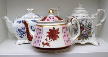 Three Collectable Vintage English Teapots, Including Crown Dorset.