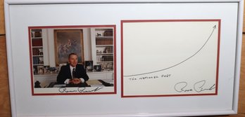 Autographed Ross Perot Photograph And Drawing Of The National Debt.