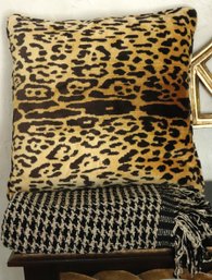 Leopard Print Pillow And Throw Blanket Made From Cotton And Rayon