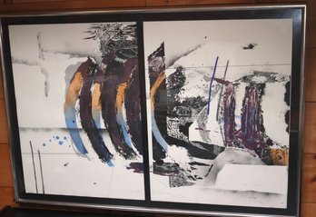 Dennis Frings, Listed Artist, Abstract Diptych Lithograph, Signed Artist Proof