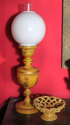 Vintage Victorian Style Table Lamp, Includes Italian Made Pottery Dish