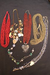 Lot Of Beaded Costume Jewelry Necklaces.