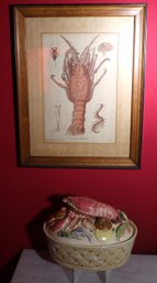 Vintage Lobster Soup Tureen And Framed Print