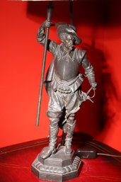 A Spelter Statue Of Cavalier Don Cesar, Made Into A Lamp.