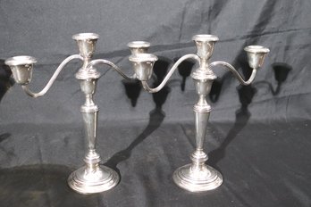Pair Of Gorham 3 Branch Weighted Sterling Candlesticks