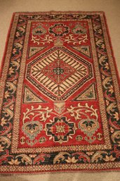 Hand Woven Turkish Geometric Pattern Area Rug In Great Condition.