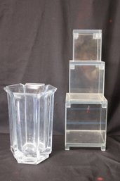 Stylish Glass Vase And Acrylic 3 Tier Stackable Box Container