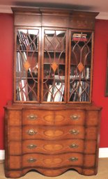 Fantastic Antique Inlaid Satinwood Secretary Bookcase With Drop Front Desk.
