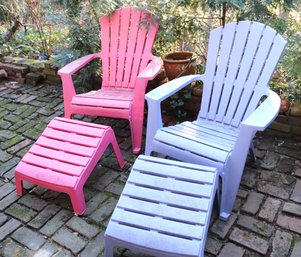 Plastic Adirondack Style Outdoor Chairs With Footrest