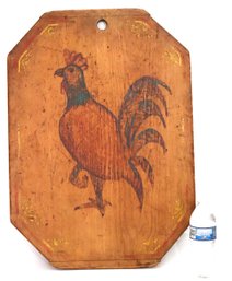 Vintage Rustic Rooster Hand Painted On Board