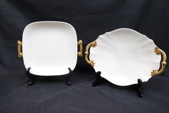 2 Vintage Lenox Platters With Gold Accents Great For Holiday Serving Pieces