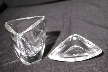 Val St. Lambert Crystal Triangular Vase & Small Ashtray
