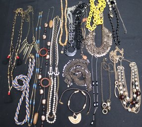 Large Lot Of Vintage Costume Jewelry With Assorted Necklaces