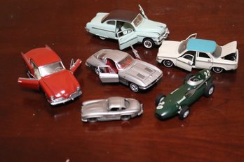 Lot Of 6 Vintage Collectable Metal Cars With Opening Doors, And Painted Finishes