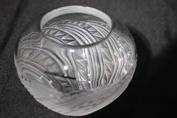 Lalique France Zagora, Small Crystal Vase With Palm Fronds