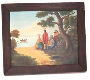 Antique Oregon Native American Painting Signed By The Artist