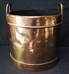 Vintage Copper Clad Milk Bucket Embossed With United Dairies On The Upper Edge.