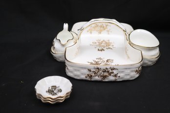 Hammersley And  Co. Bone China For Tiffany & Co. New York Dessert Tray Includes 3 Lefton China Salt Dishe