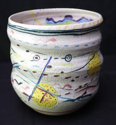 Retro Art Pottery Vase, Signed Lowenkamp, Having A Colorful Abstract Design.