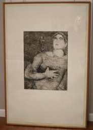 Rare Sandro Chia Signed Artist Proof, Boy And His Double, Dated 1983, Modern Oak Frame- More Than 4 Feet Tall