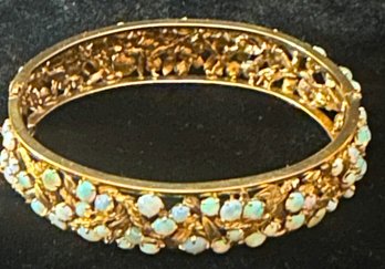 14K YG Gorgeous Hinged Opal Bracelet