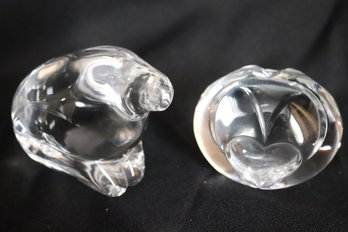 Steuben Crystal Hand Cooler And Abstract Kneeling Female Form Figurine.