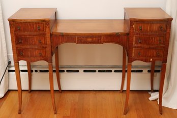 Antique Edwardian Inlaid Satinwood Vanity With Lift Up Mirror Compartment.