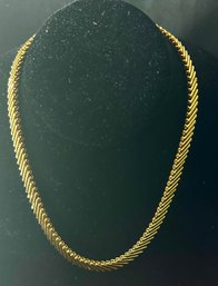 14K YG 16 Inch Classy Diagonal Link Necklace Signed BREV-Italy