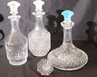 Decanters Include Baccarat And Waterford With 3 Versace Style Medusa Stoppers