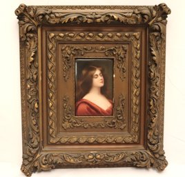 KPM Germany Rectangular Plaque Of Beautiful Woman Signed Wagner.
