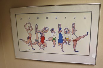 Signed Aerobics Workout Artwork In Chrome Frame
