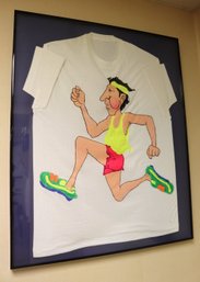 Framed XL T-shirt With Painted Jogger Caricature On Front