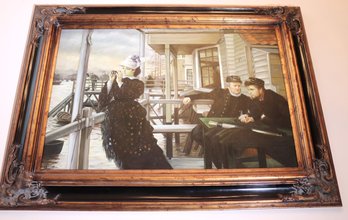 The Captains Daughter Painting Signed By Artist M. Calvo In A Grand Victorian Style Wood Frame