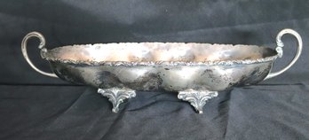 VINTAGE MID CENTURY STERLING SILVER FOOTED BREAD BASKET W/ HANDLES SIGNED A. TORRES VEGA (MEXICO)