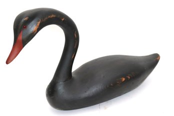 Large Richard Connolly 1988 Carved Wood Black Swan