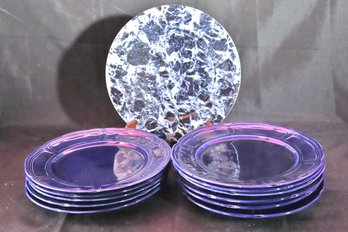 Henriot Quimper Cobalt Blue Dinner Plate Set Includes Villeroy And Boch Plate