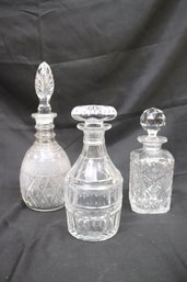 Vintage Collection Of Assorted Sized Etched Glass Decanters
