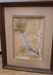 Chinese Signed Watercolor Of Abstract Tree, Matted And Framed, 1970, No Glass