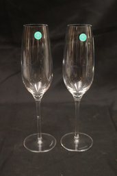 Pair Of Tiffany & Co. Crystal Champagne Glasses Like New With Stickers